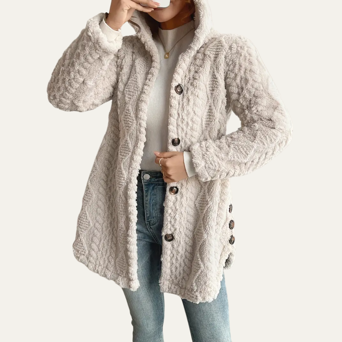 Elarova | Kuscheliger, mittellanger FleeceCardigan für Damen