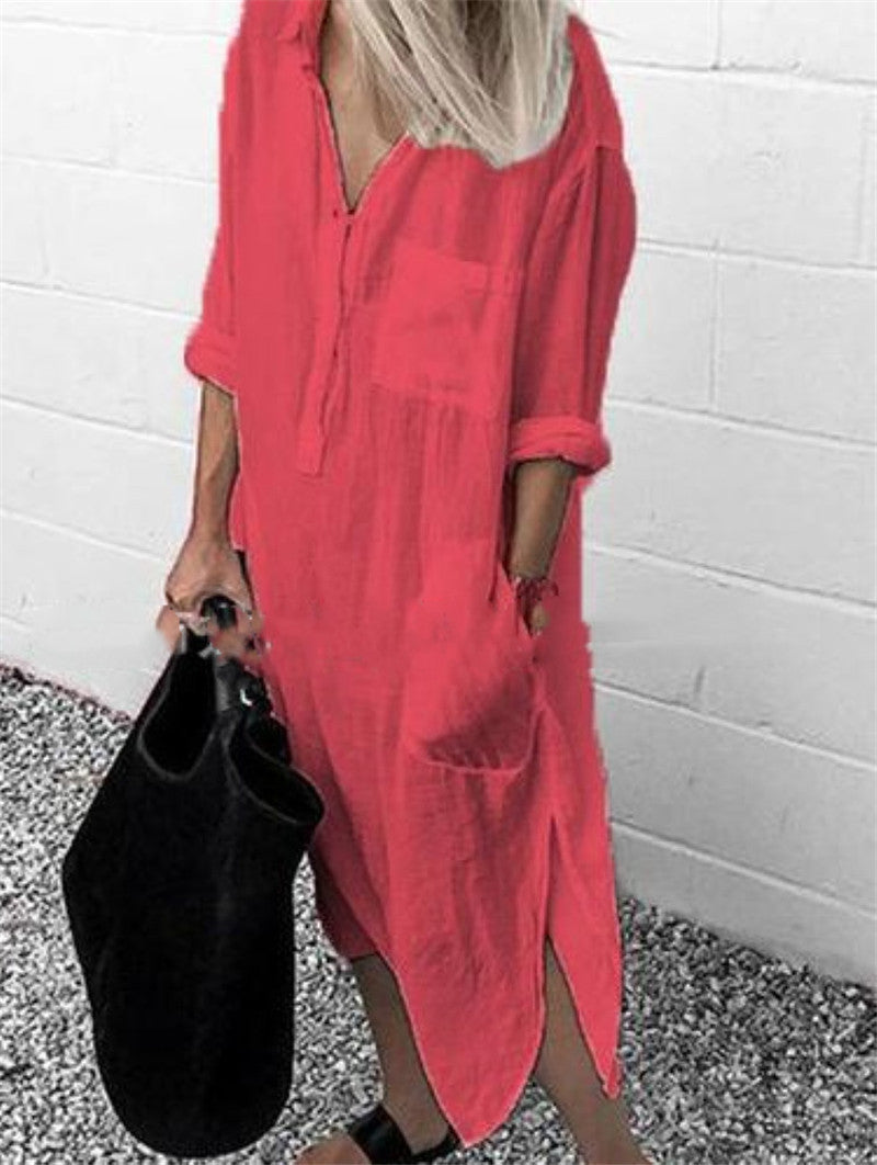 Elarova Langarm-Kleid mit Knopfleiste vorne: zeitlos einfach