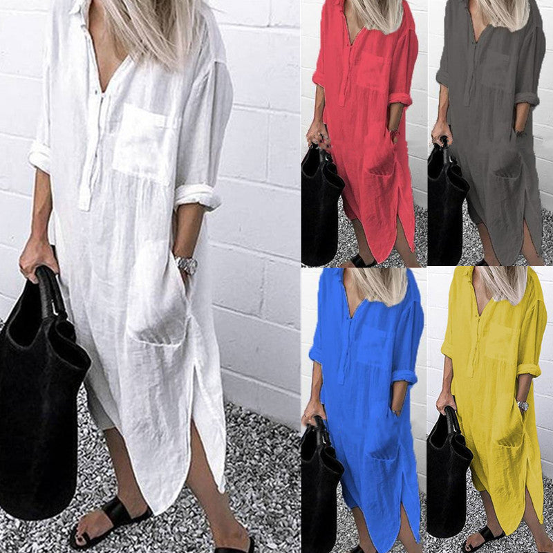 Elarova Langarm-Kleid mit Knopfleiste vorne: zeitlos einfach