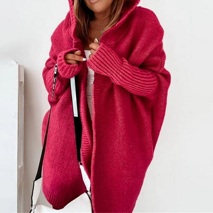 Elarova | Langarm Offene Strickjacke mit Kapuze