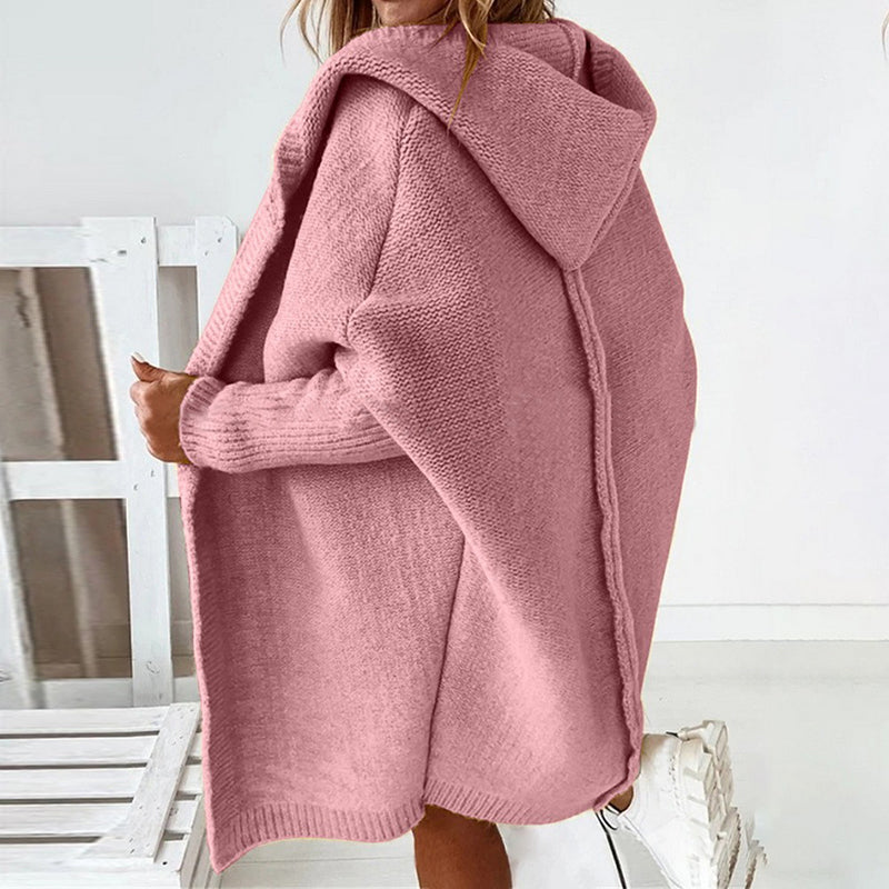 Elarova | Langarm Offene Strickjacke mit Kapuze