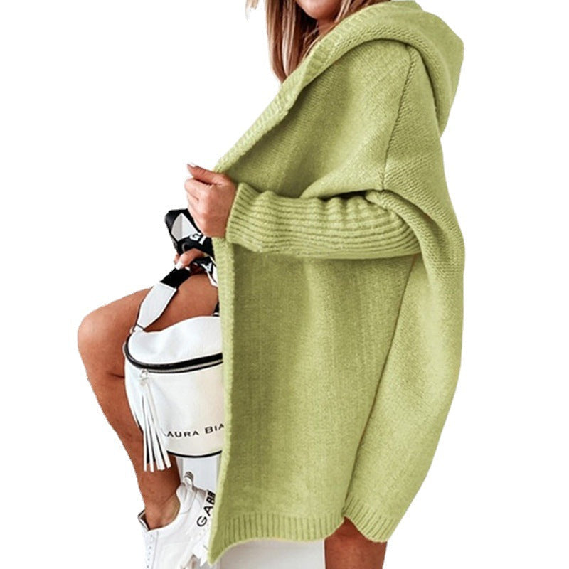 Elarova | Langarm Offene Strickjacke mit Kapuze