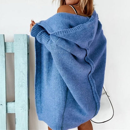Elarova | Langarm Offene Strickjacke mit Kapuze