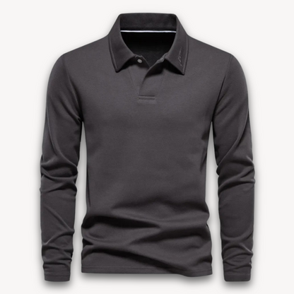 Elarova | Langarm-Poloshirt für Herren – Baumwollmischung, lässige Slim Fit