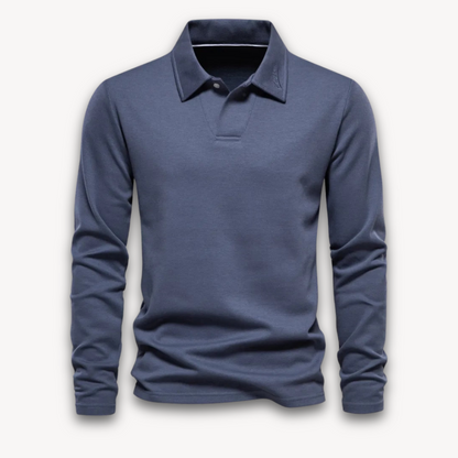 Elarova | Langarm-Poloshirt für Herren – Baumwollmischung, lässige Slim Fit