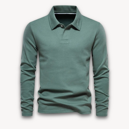 Elarova | Langarm-Poloshirt für Herren – Baumwollmischung, lässige Slim Fit