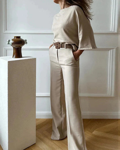 Elarova | Langärmelige Bluse und Hose Set für Damen