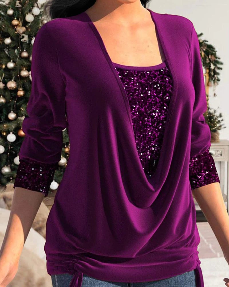 Elarova | Langärmeliges Damen Shirt mit Pailletten