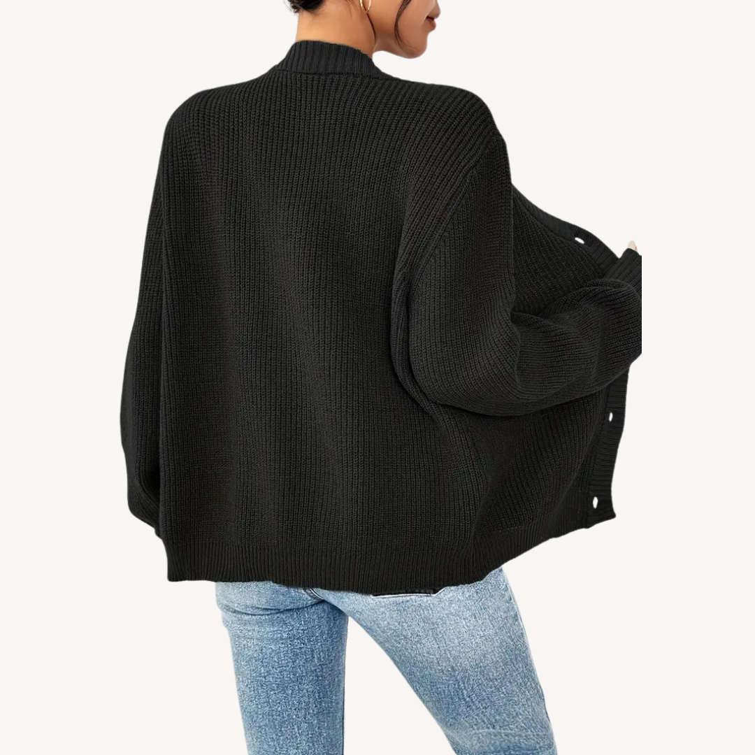 Elarova | Langärmlige Strickjacke mit Knopfleiste vorne für Damen