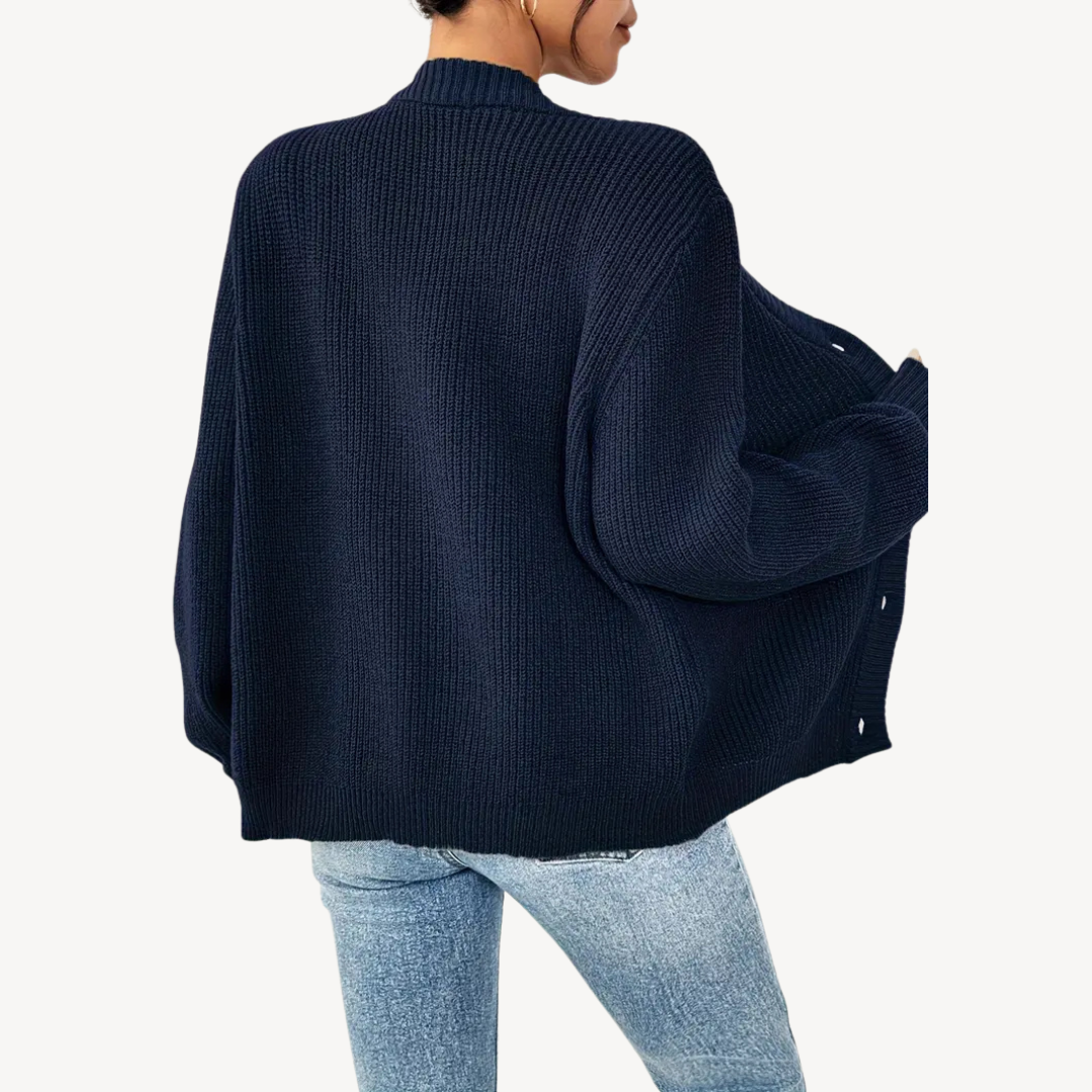 Elarova | Langärmlige Strickjacke mit Knopfleiste vorne für Damen