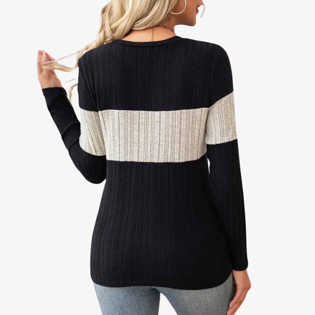 Elarova | Langarmshirt mit Farbblockdesign für Damen