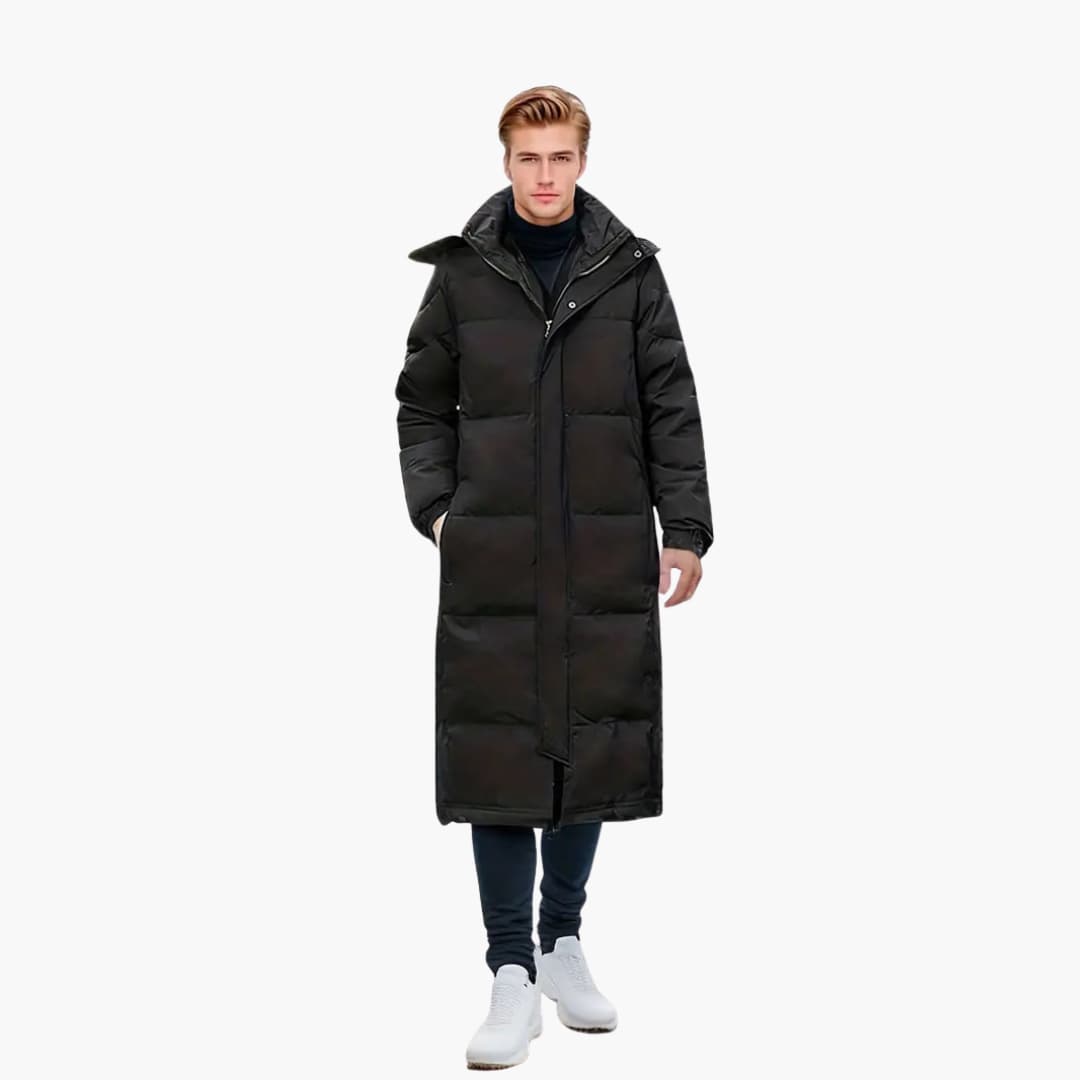 Elarova | Lange Herren-Steppjacke mit Kapuze
