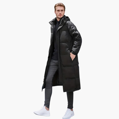 Elarova | Lange Herren-Steppjacke mit Kapuze