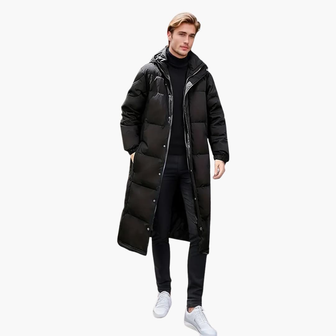 Elarova | Lange Herren-Steppjacke mit Kapuze
