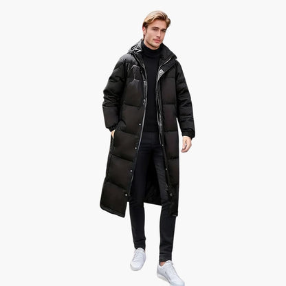 Elarova | Lange Herren-Steppjacke mit Kapuze