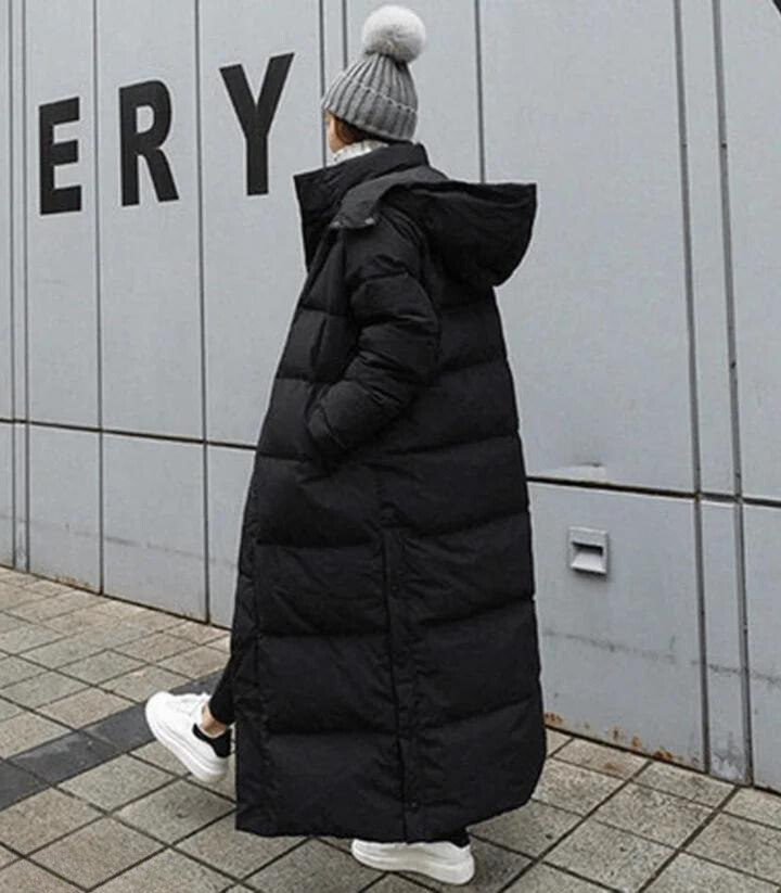 Elarova | Lange Kapuzenpuffer Daunen Jacke für Frauen