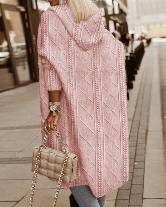 Elarova | Lange Strickjacke mit Kapuze für Damen