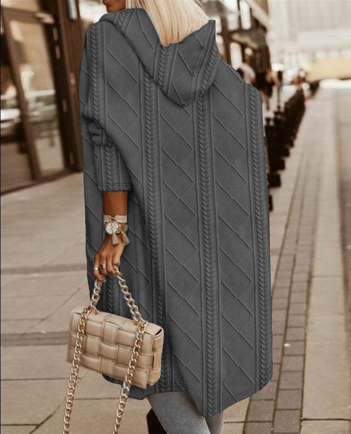 Elarova | Lange Strickjacke mit Kapuze für Damen