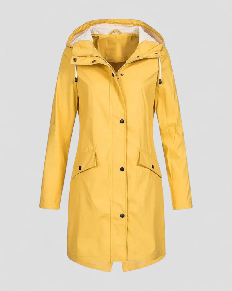 Elarova | Lange wasserdichte Outdoor-Regenjacke mit Kapuze für Damen