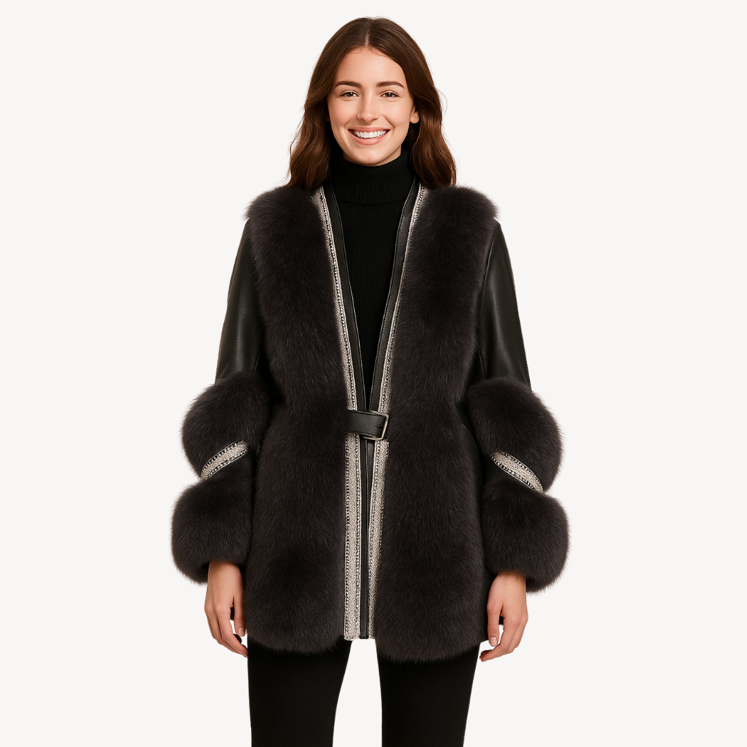 Elarova | Langer Mantel aus Kunstpelz für Damen