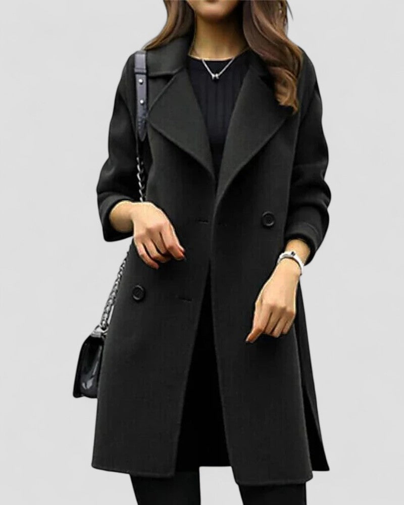 Elarova | Langer Mantel aus Wollmischung für Damen