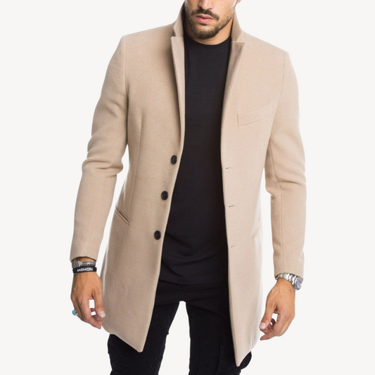 Elarova | Langer Mantel aus Wollmischung für Herren