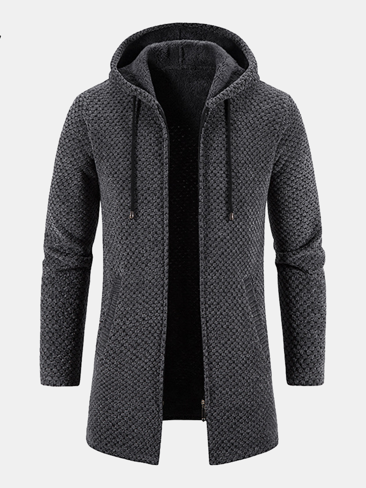 Elarova | Langer Strickpullover mit Kapuze für Herren