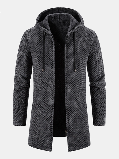 Elarova | Langer Strickpullover mit Kapuze für Herren