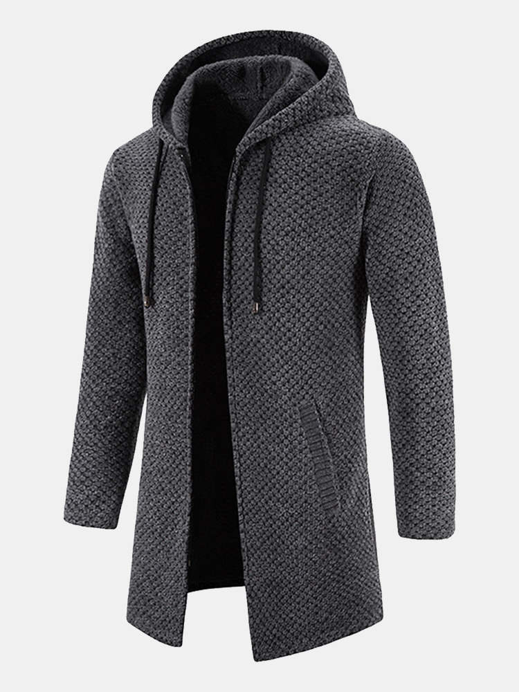 Elarova | Langer Strickpullover mit Kapuze für Herren