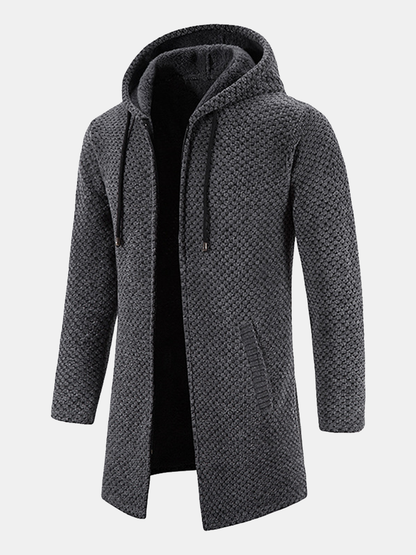 Elarova | Langer Strickpullover mit Kapuze für Herren