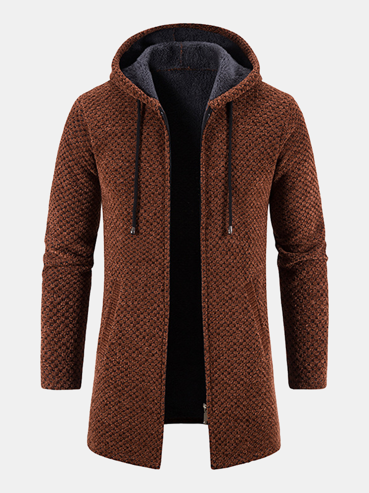 Elarova | Langer Strickpullover mit Kapuze für Herren