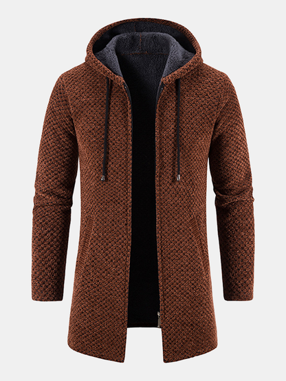 Elarova | Langer Strickpullover mit Kapuze für Herren