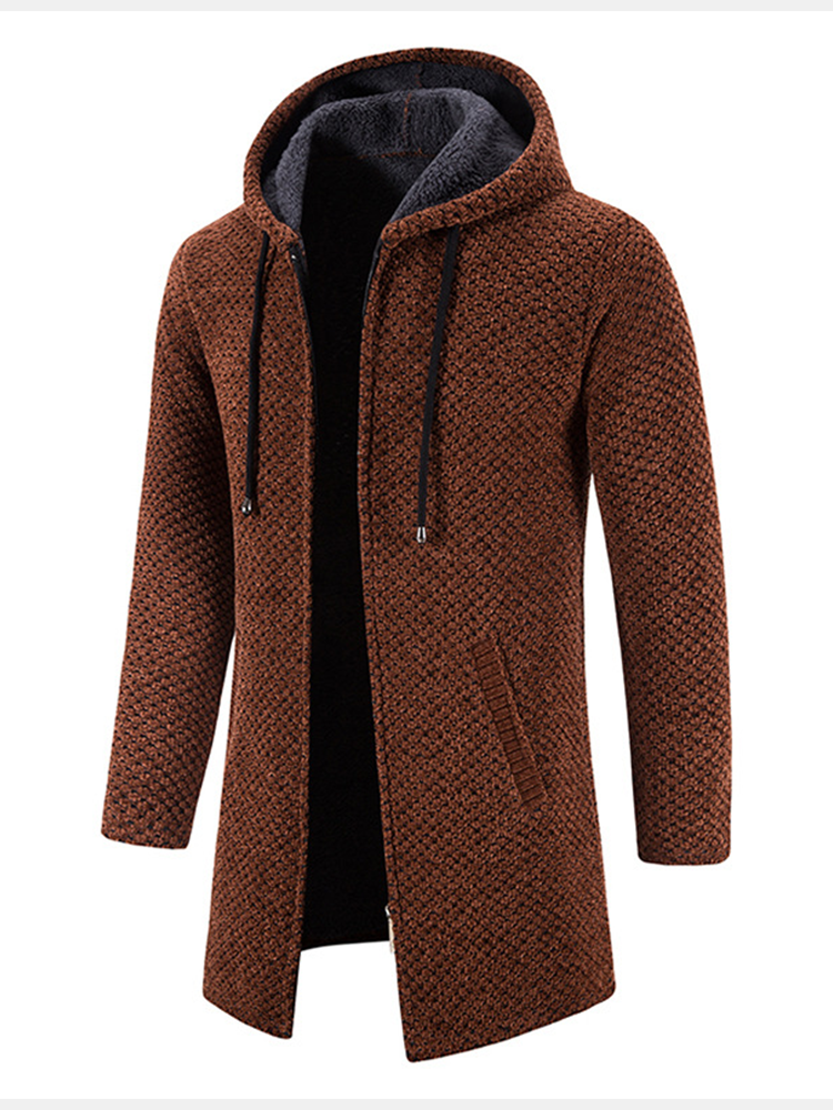 Elarova | Langer Strickpullover mit Kapuze für Herren