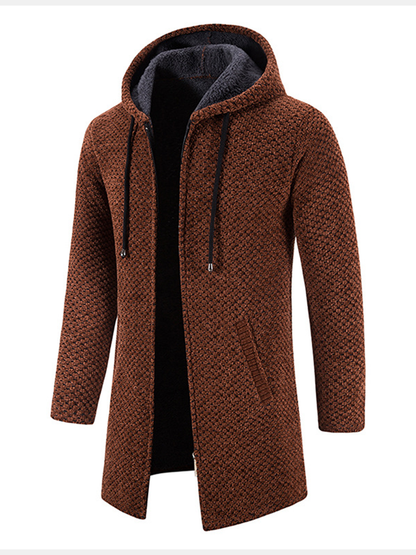 Elarova | Langer Strickpullover mit Kapuze für Herren