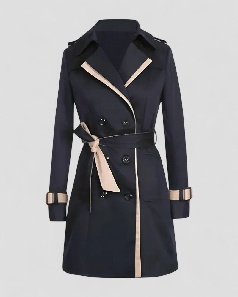 Elarova | Langer, zweireihiger Trenchcoat aus Baumwollmischung für Damen