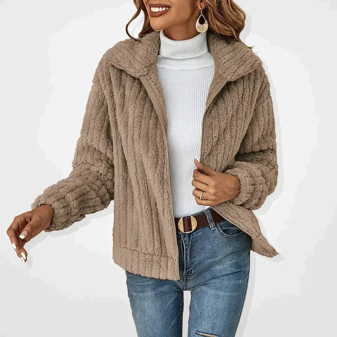 Elarova | Lässige PlüschStrickjacke