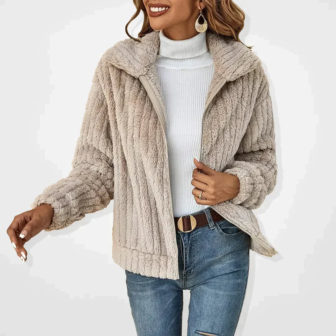 Elarova | Lässige PlüschStrickjacke