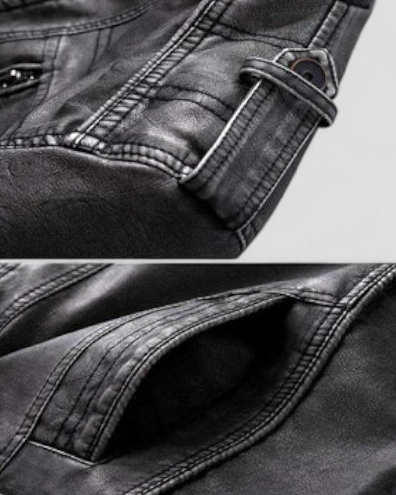 Elarova | Lässige Slim Fit Lederjacke für Herren im stylischen Design