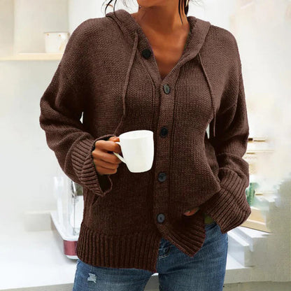Elarova | Lässige Strickjacke mit Kapuze für Damen