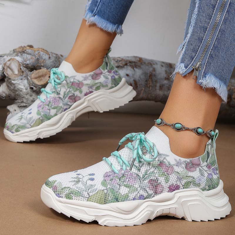Elarova | Lässige Turnschuhe Mit Blumendruck