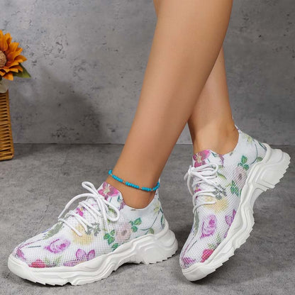 Elarova | Lässige Turnschuhe Mit Blumendruck