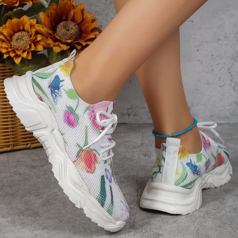 Elarova | Lässige Turnschuhe Mit Blumendruck