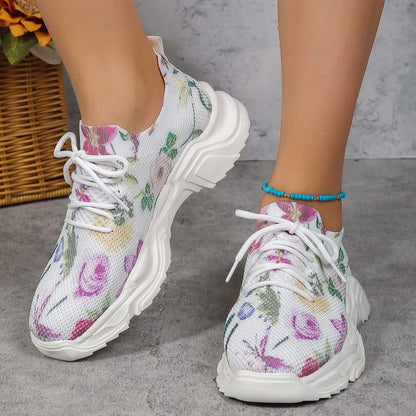 Elarova | Lässige Turnschuhe Mit Blumendruck