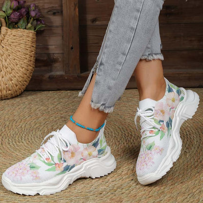 Elarova | Lässige Turnschuhe Mit Blumendruck