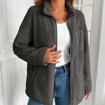 Elarova | Lässige Winter ZipUp Fuzzy Jacke für Damen