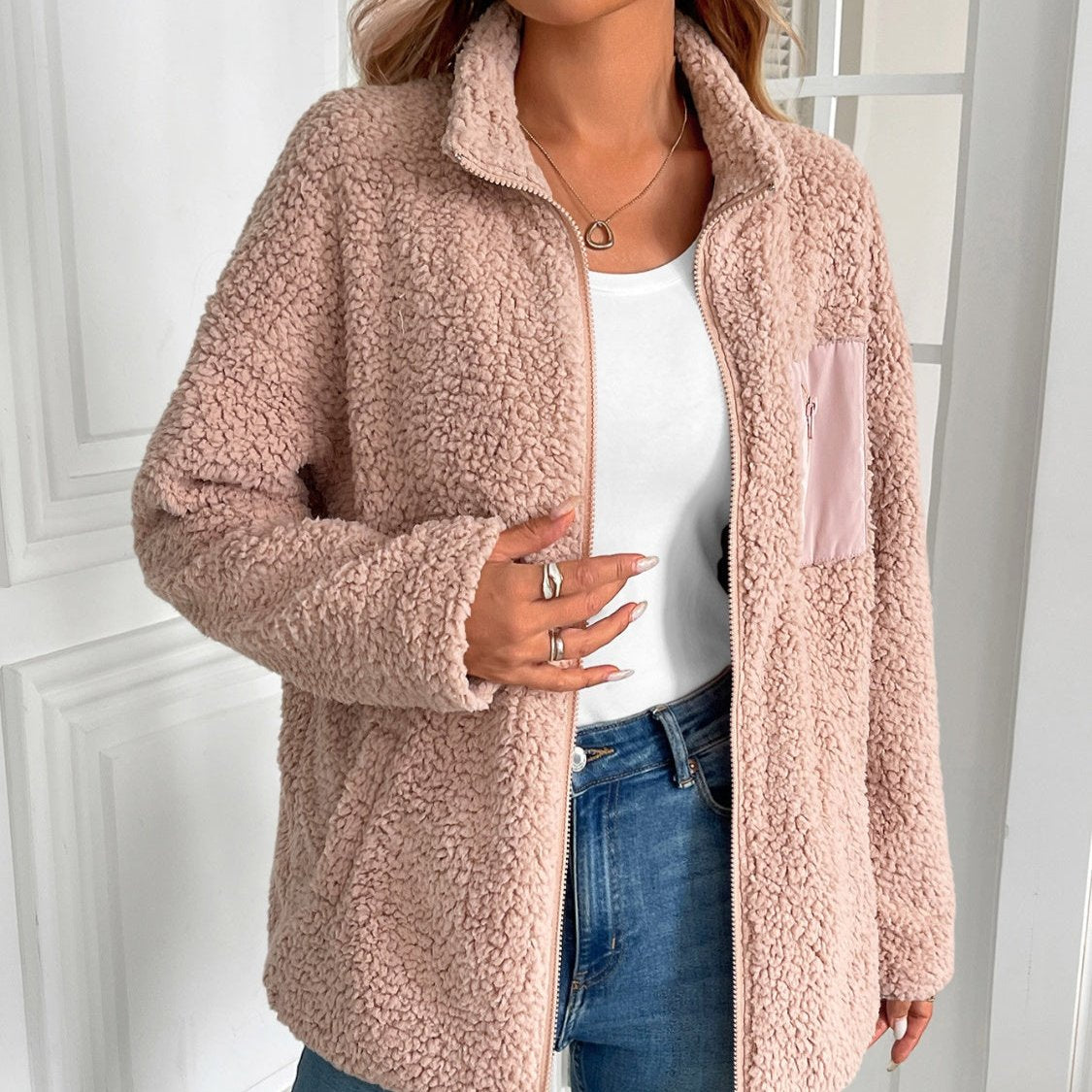 Elarova | Lässige Winter ZipUp Fuzzy Jacke für Damen
