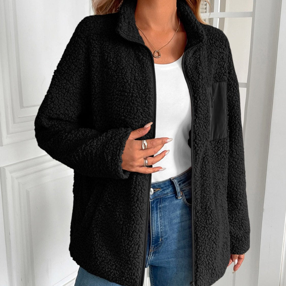 Elarova | Lässige Winter ZipUp Fuzzy Jacke für Damen