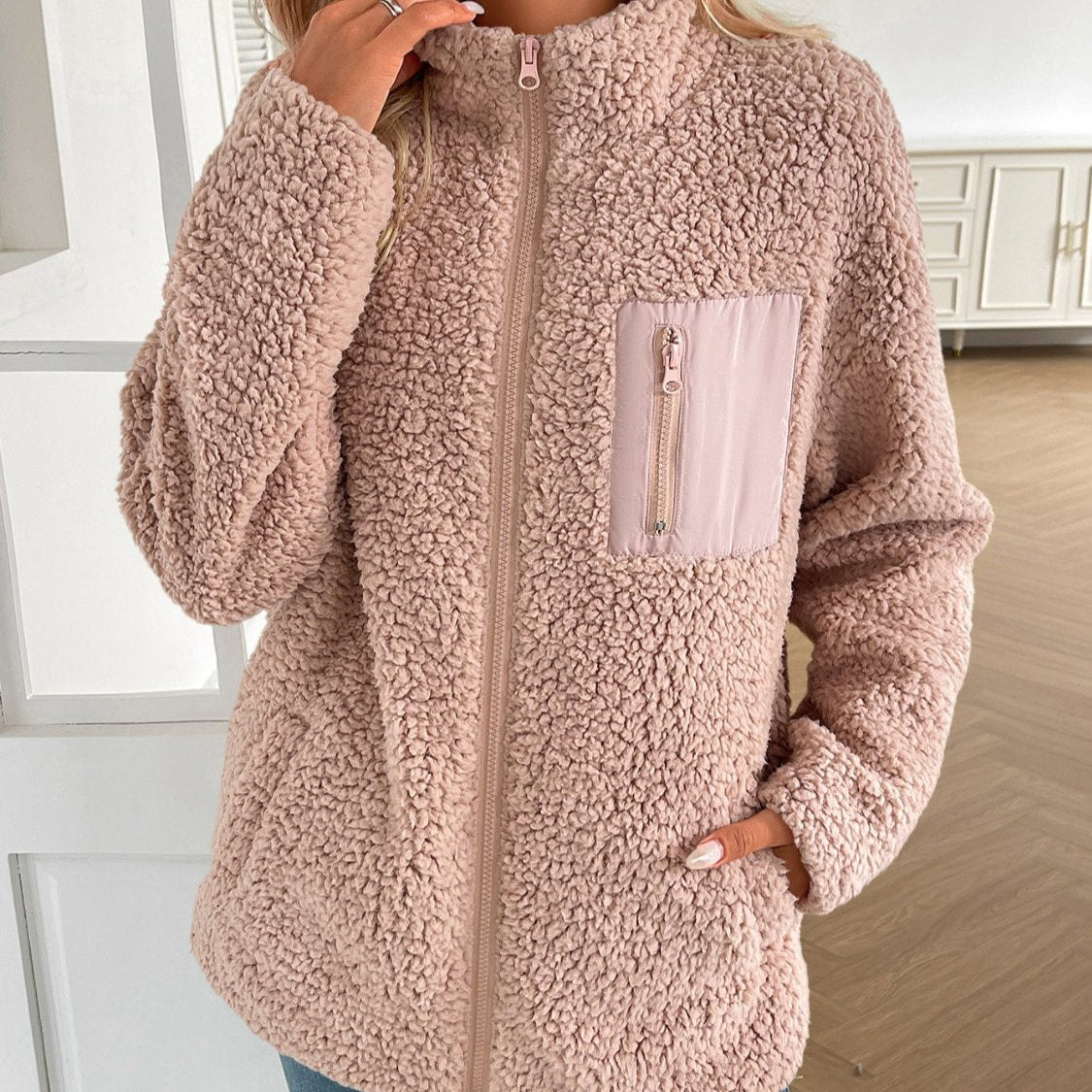 Elarova | Lässige Winter ZipUp Fuzzy Jacke für Damen