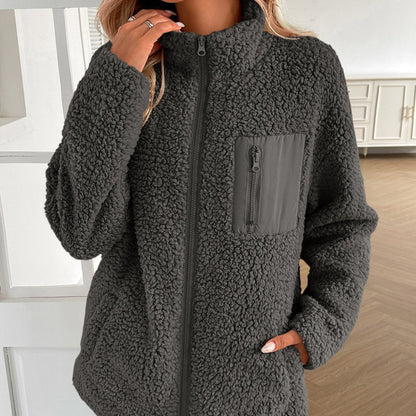 Elarova | Lässige Winter ZipUp Fuzzy Jacke für Damen