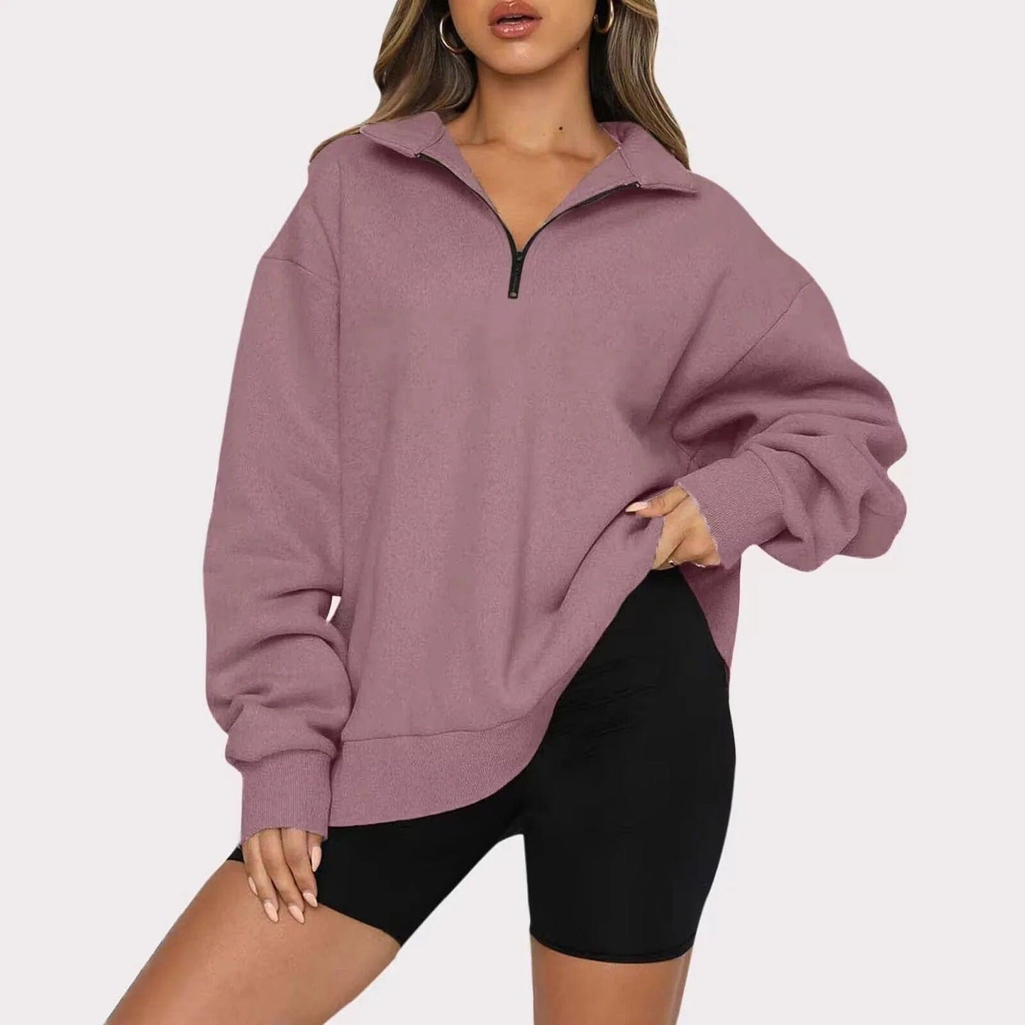 Elarova | Lässiger Damen-Pullover mit Reißverschluss
